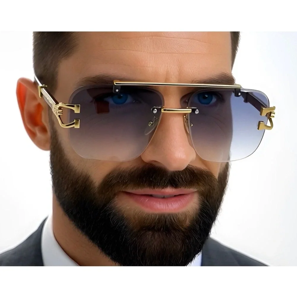 Sunglasses‎ Black Lens Gold UV400 Protection 80's 90's Sophisticated Style Gafas
